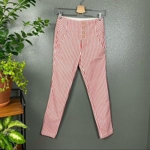 Free People Frankie Red & White High Waist Pants